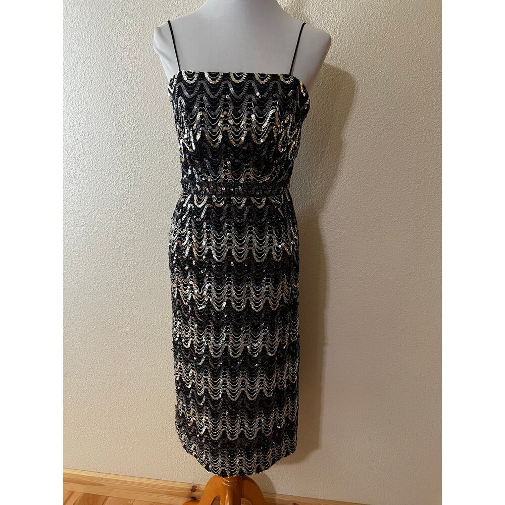 Lilli Diamond Vintage 1970s sequins sheath cocktail midi dress WOMENS 4
